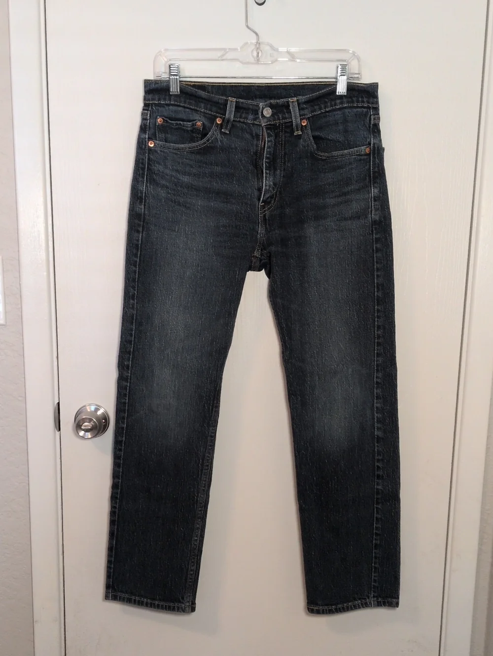 Levi's Men's 505 Dark Wash Straight Jeans - Subtle Fading Size 30/30
